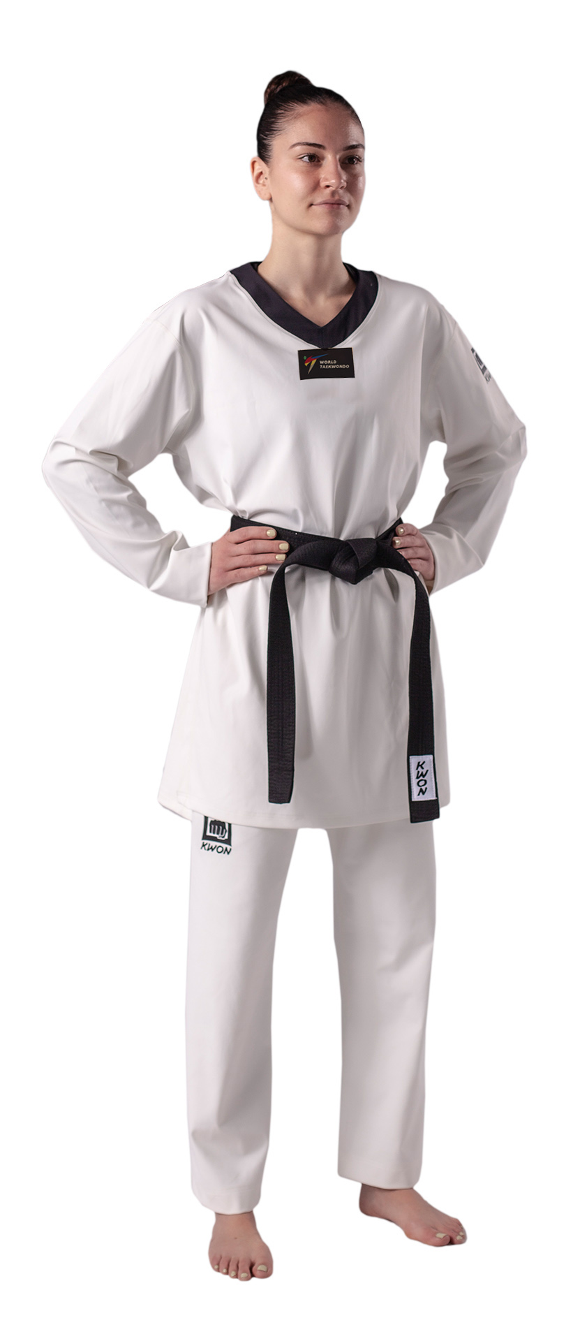Taekwondo Anzug Kyorugi schwarzes Revers - WT anerkannt