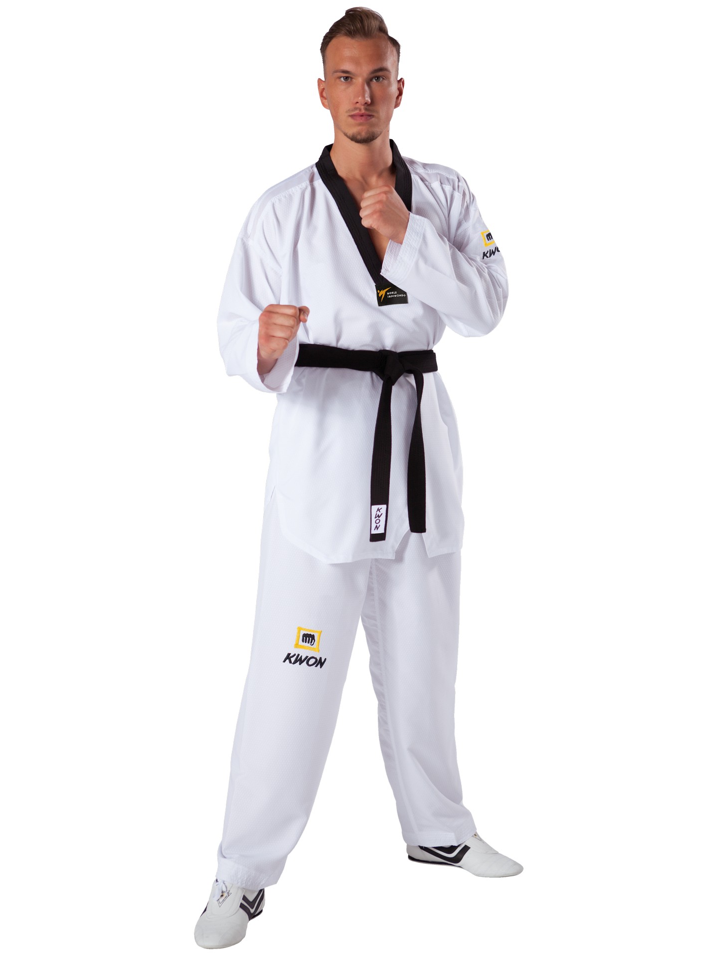 Taekwondo Anzug Fightlite schwarzes Revers – WT anerkannt