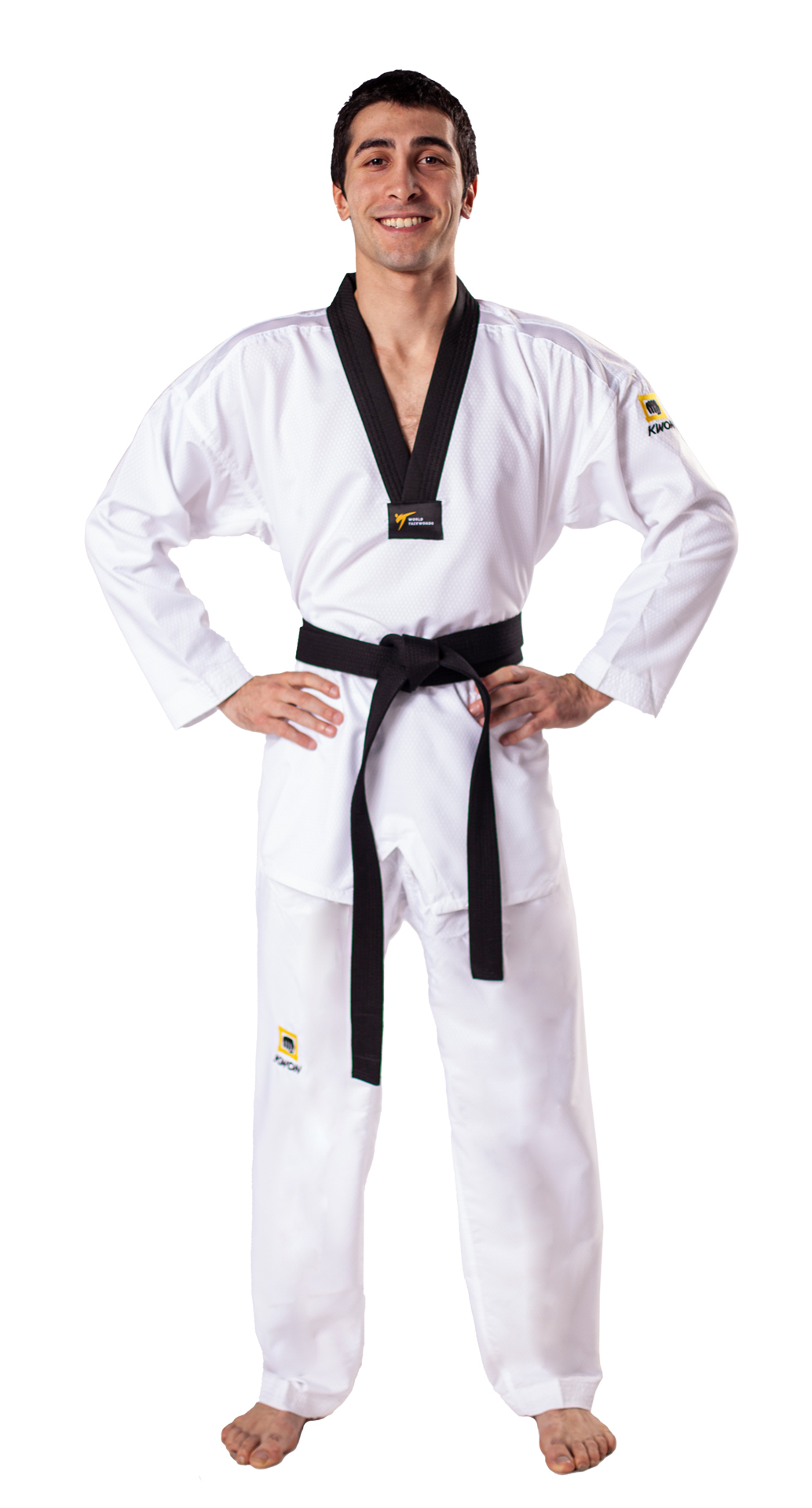 Taekwondo Anzug Fightlite schwarzes Revers – WT anerkannt